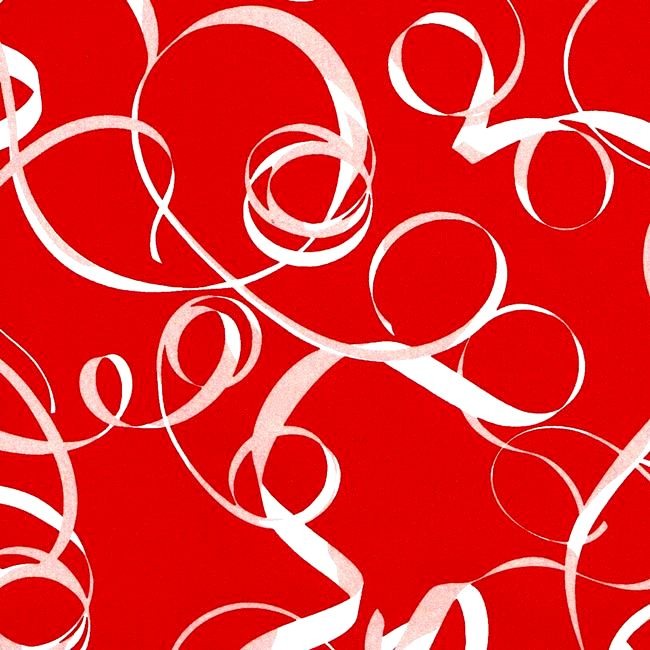 Toonbankrollen inpakpapier rood gekleurd met wit lint met strepen persing, rollen van 50 meter, kies minimaal 4 artikelen in een assortimentsdoos.
 