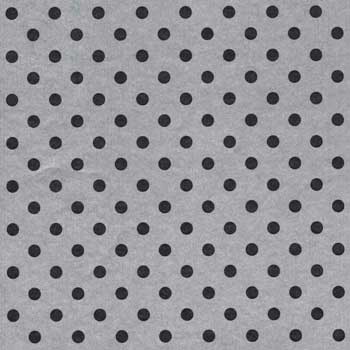 Gift wrapping paper silver with black dots on strong ribbed white paper.
 