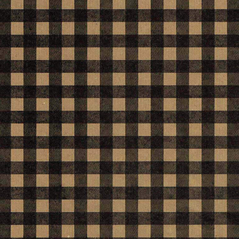 Gift wrapping paper black checkered on strong brown paper.
 