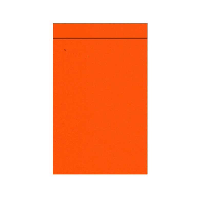 Geschenkzakjes met 2 cm klepje, buiten en binnenzijde uni oranje op sterk geribbeld mat papier.
 