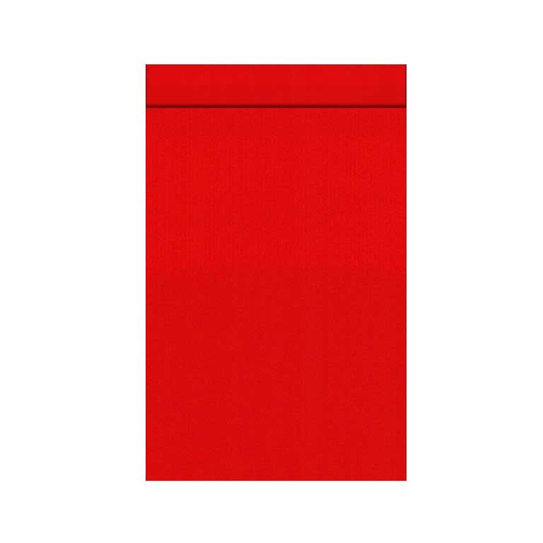 Geschenkzakjes met 2 cm klepje, buiten en binnenzijde uni rood op sterk geribbeld mat papier.
 