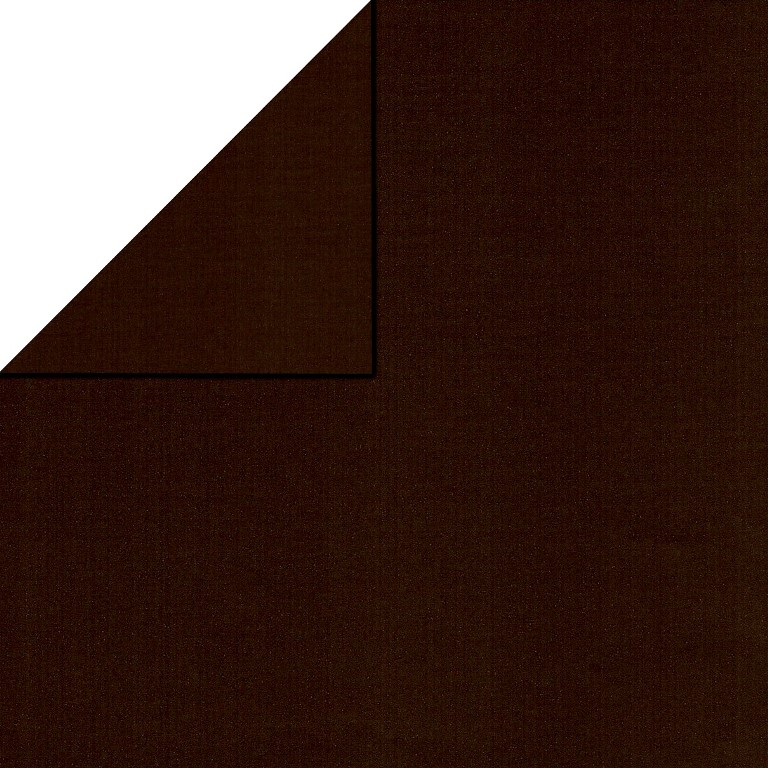 Inpakpapier voorzijde uni bruin, achterzijde uni bruin op sterk geribbeld mat papier.
 