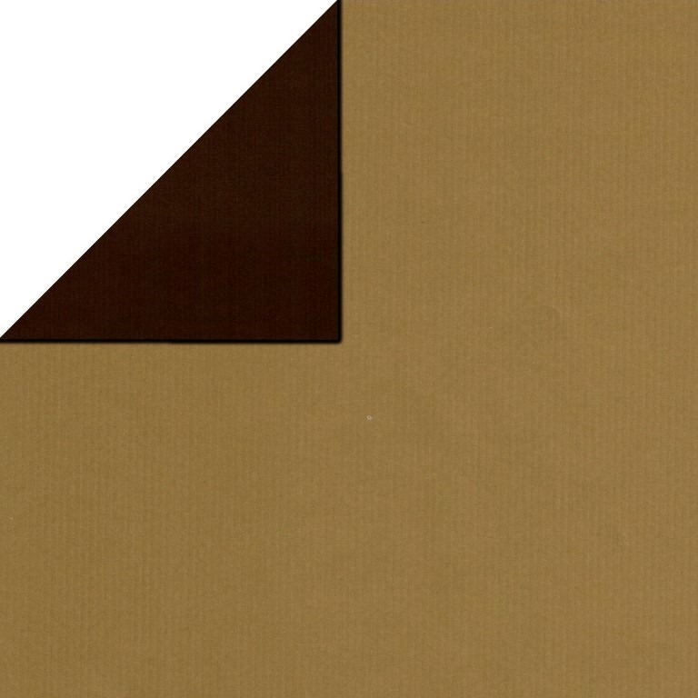 Inpakpapier voorzijde uni goud, achterzijde uni bruin met strepen persing, rollen van 50 meter, kies minimaal 4 artikelen in een assortimentsdoos.
 