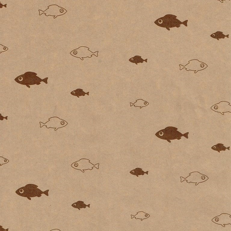 Wrapping paper with fish on strong natural eco paper.
 