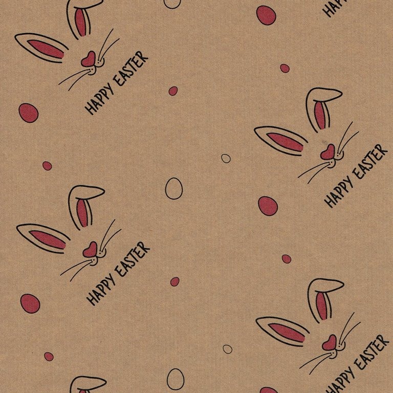 Wrapping paper with easter bunnies on strong natural ribbed eco paper.
 