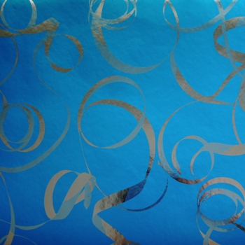 Gift wrapping paper blue with a silver ribbon on metallic paper.
 