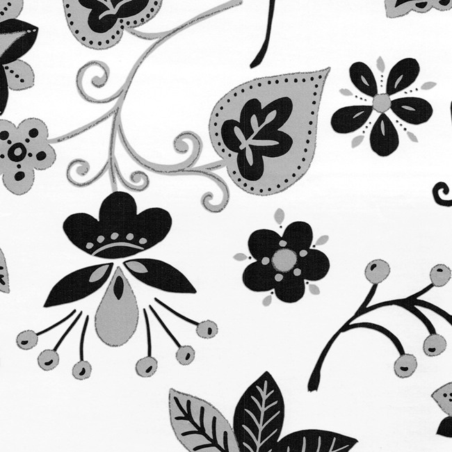Gift wrapping paper ornamental flowers silver and black on mat white strong paper.
 