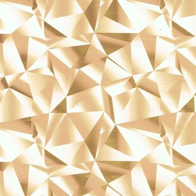 Geschenkpapier mit geometrischen Formen creme und gold auf starkem glänzendem Papier.
 
