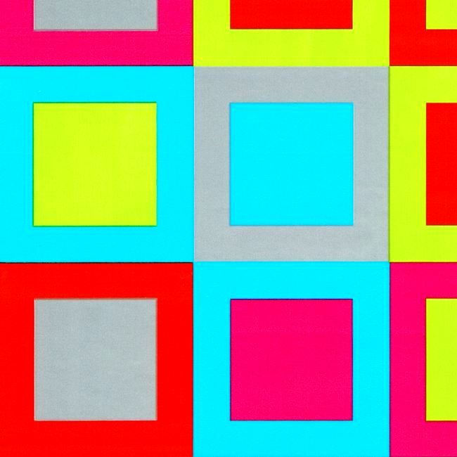 Kadopapier grote gekleurde vierkanten op glanzend papier.
 