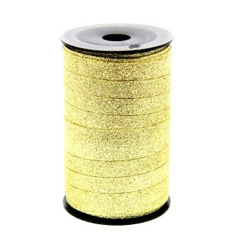 Curling ribbon metallic glitter gold (no glitter loss).
 