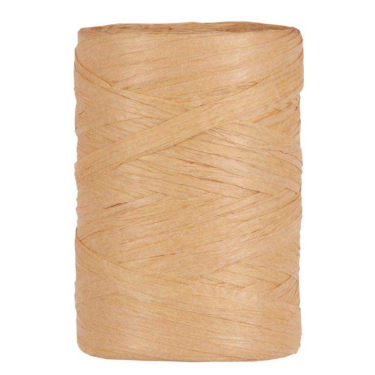 Raffia ribbon made of paper on a spool, natural.
 