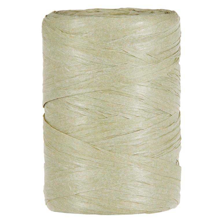 Raffia ribbon made of paper on a spool, olive green.
 