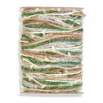 Packing rope jute and wool colormix natural/green.
 
