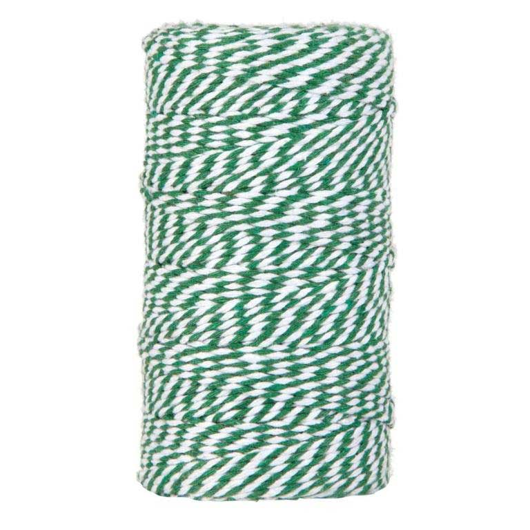 Packing rope of green with white cotton.
 