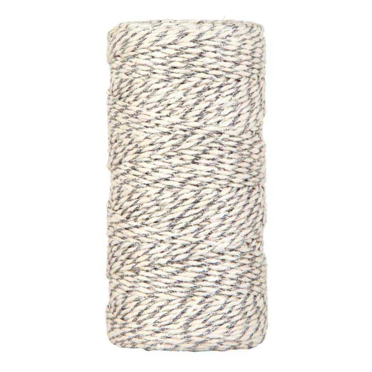Packing rope of silver with cream cotton.
 