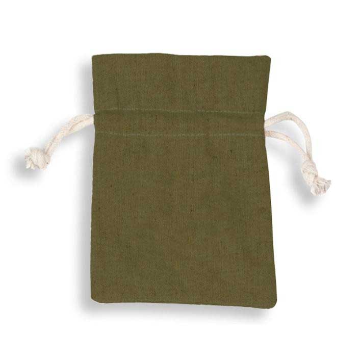 Luxurious and sturdy cotton gift bags in olive green.
 