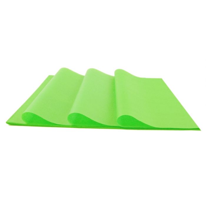 Lime green tissue paper, quality mg 17 grams colourfast.
 